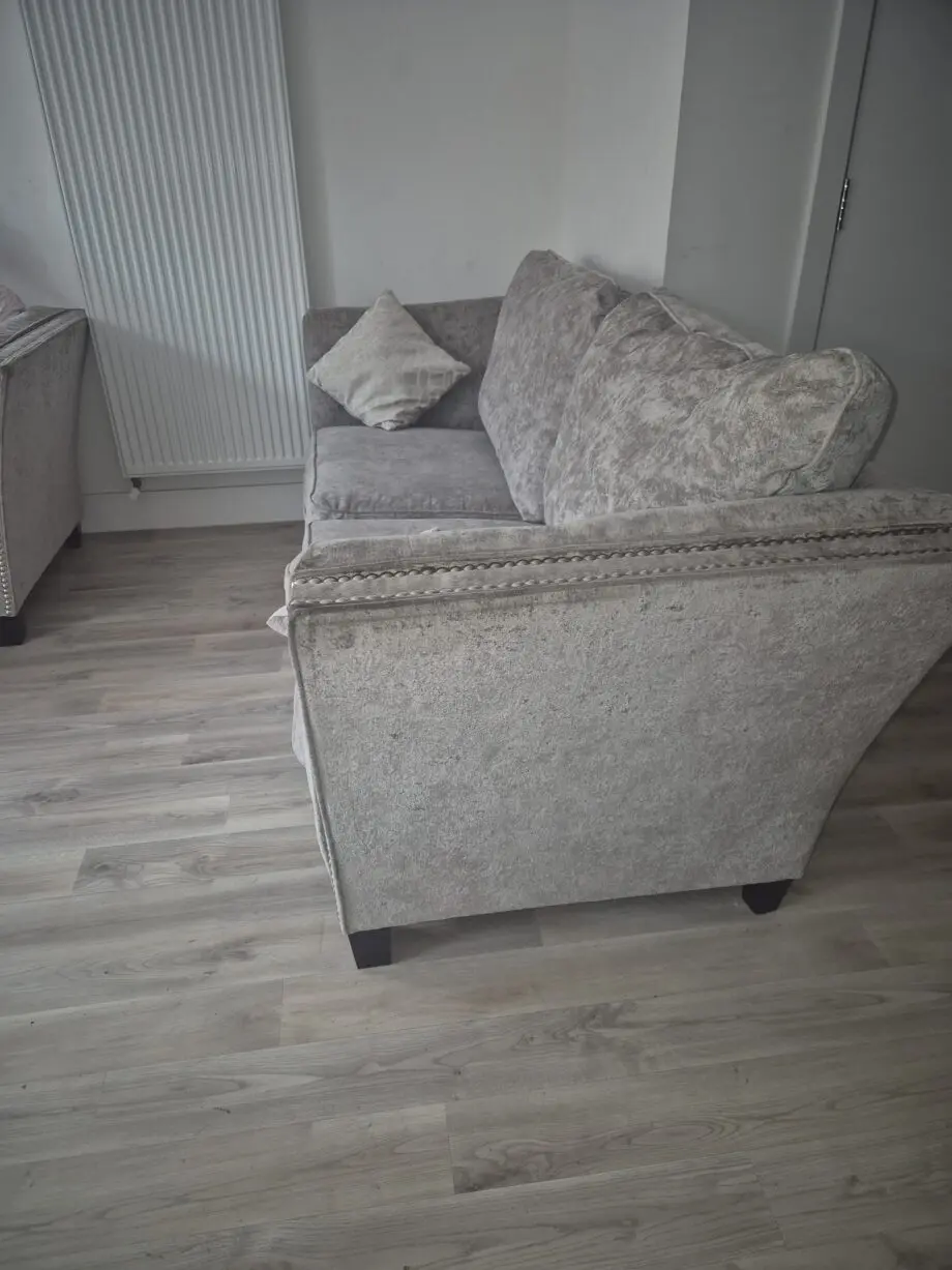 Set of 2 SCS Light Grey studded sofa