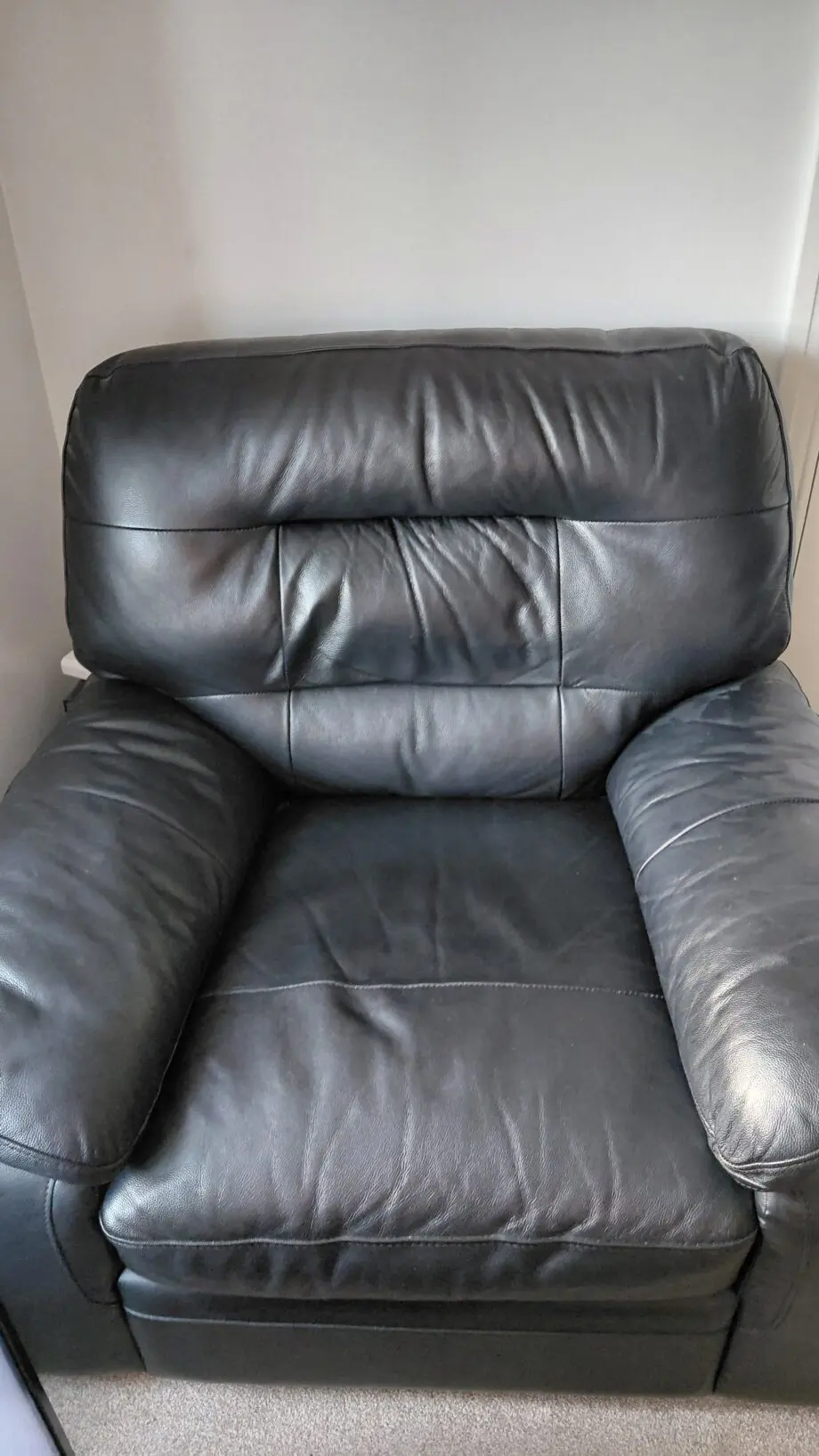 3 piece black leather sofa