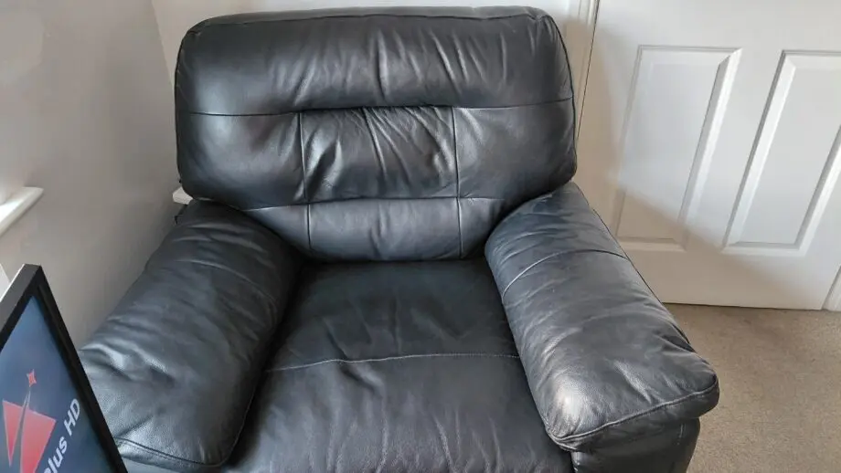 3 piece black leather sofa