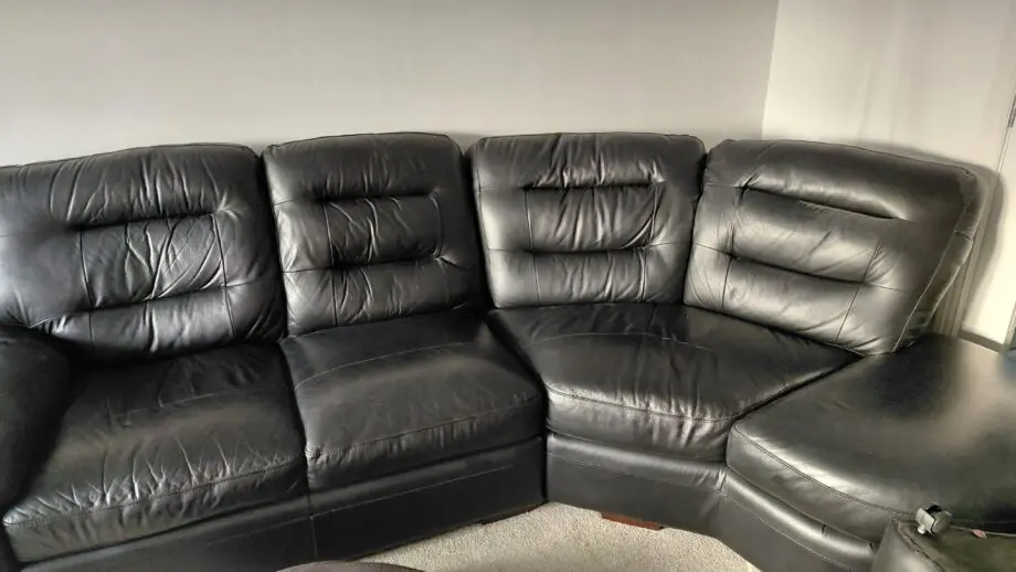 3 piece black leather sofa