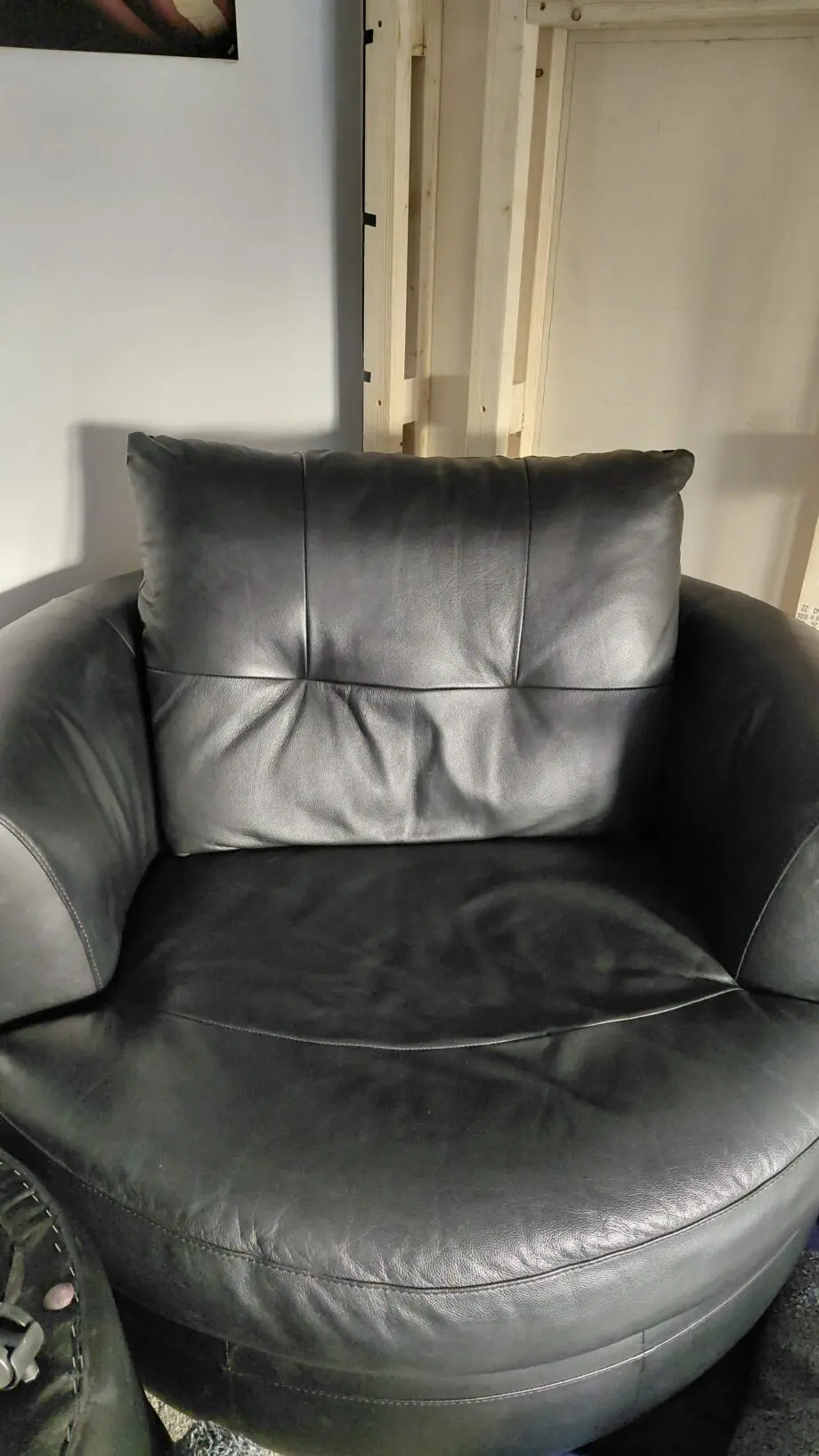 3 piece black leather sofa