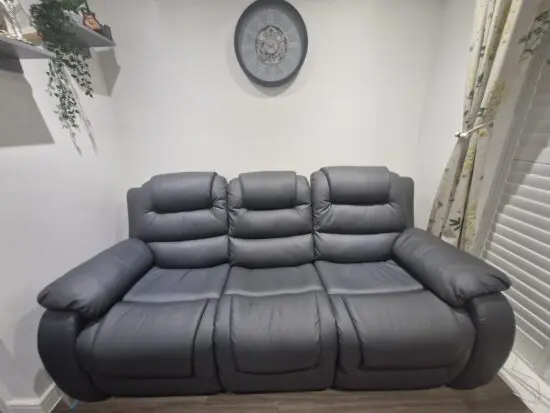 Sorrento Sorrento 3 Seater Recliner Sofa, Grey Premium Faux Leather