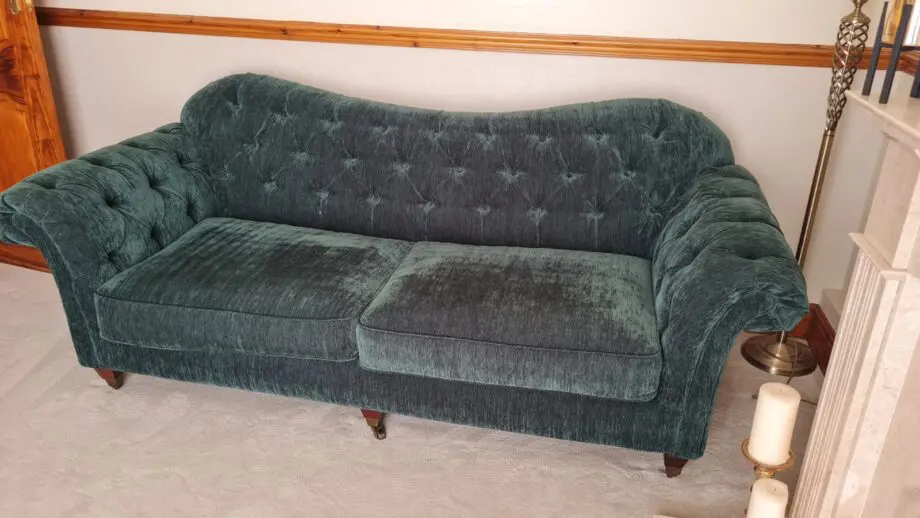 Chesterfield Green Velvet 3 Seater Sofa