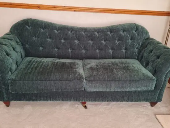 Chesterfield Green Velvet 3 Seater Sofa