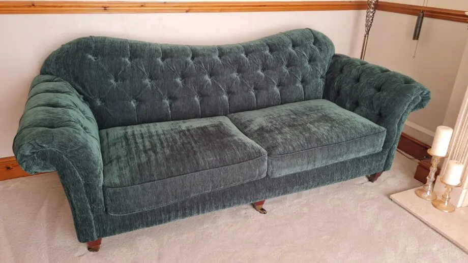 Chesterfield Green Velvet 3 Seater Sofa