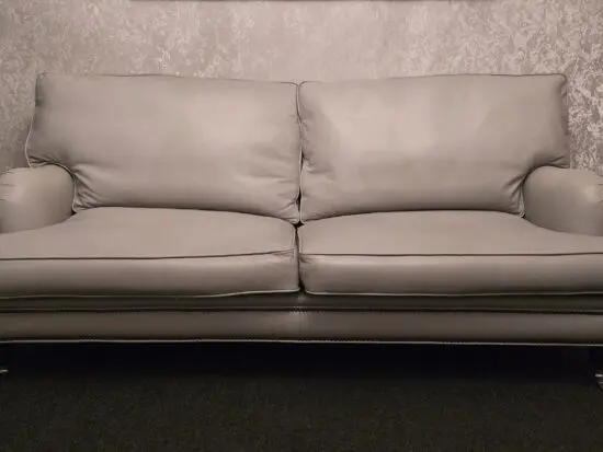 Grey Leather 3 Seater Sofa