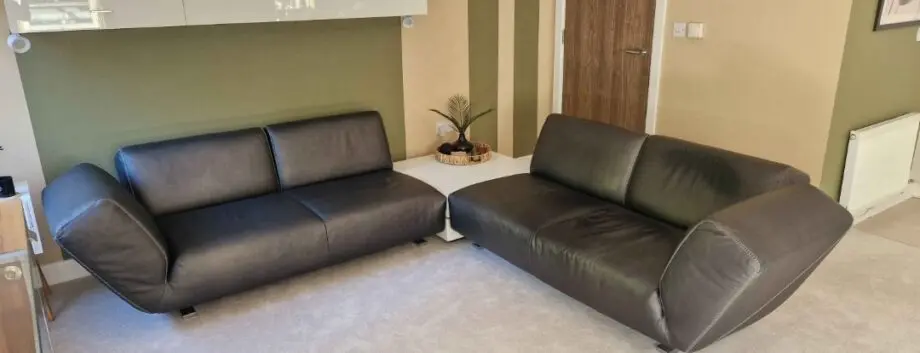 Leather rising Dune l-shaped sofa with coffee table set