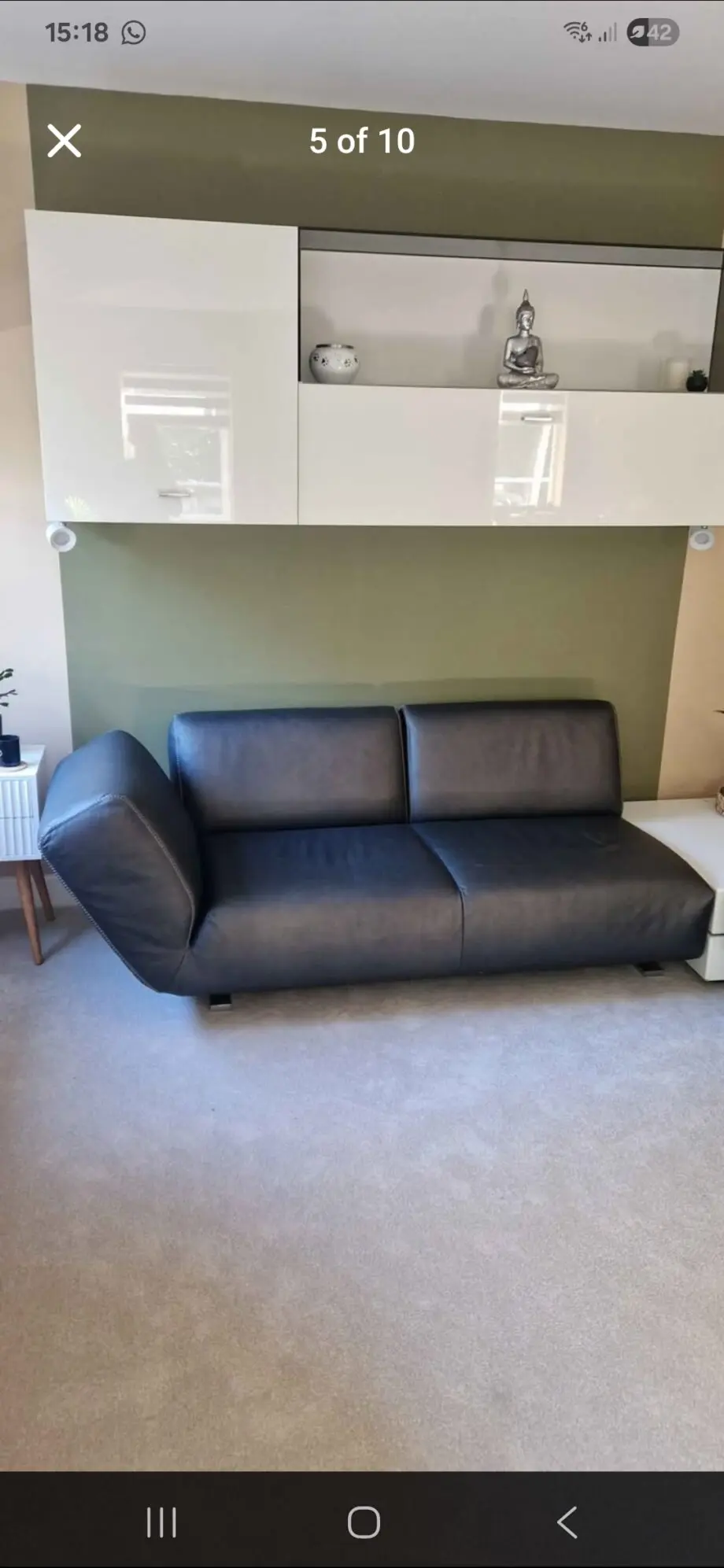 Leather rising Dune l-shaped sofa with coffee table set