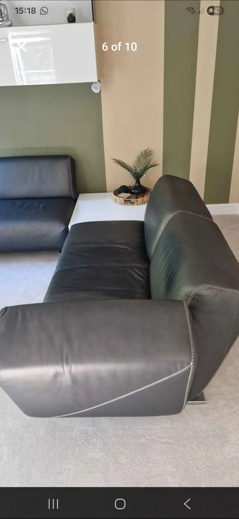 Leather rising Dune l-shaped sofa with coffee table set