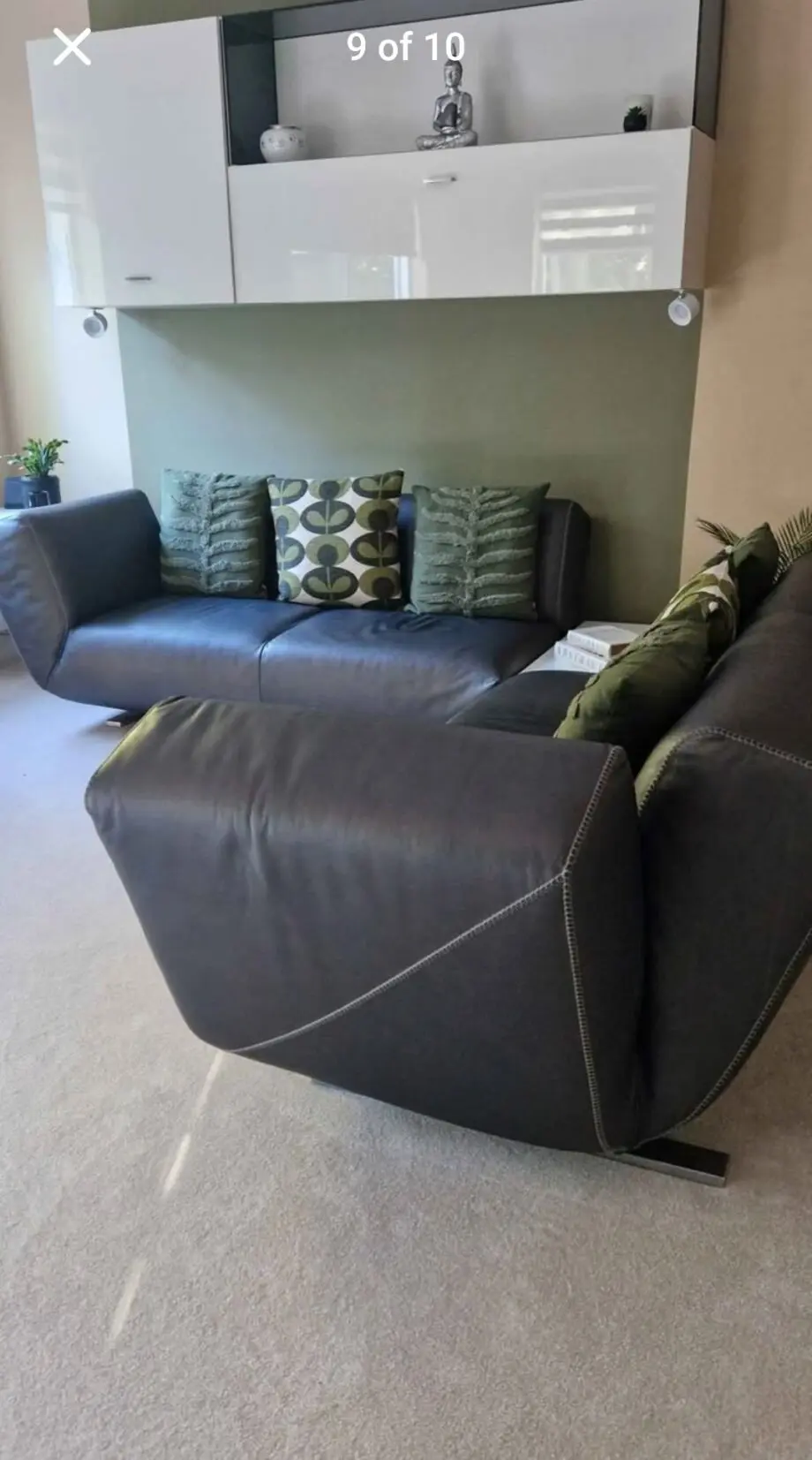 Leather rising Dune l-shaped sofa with coffee table set