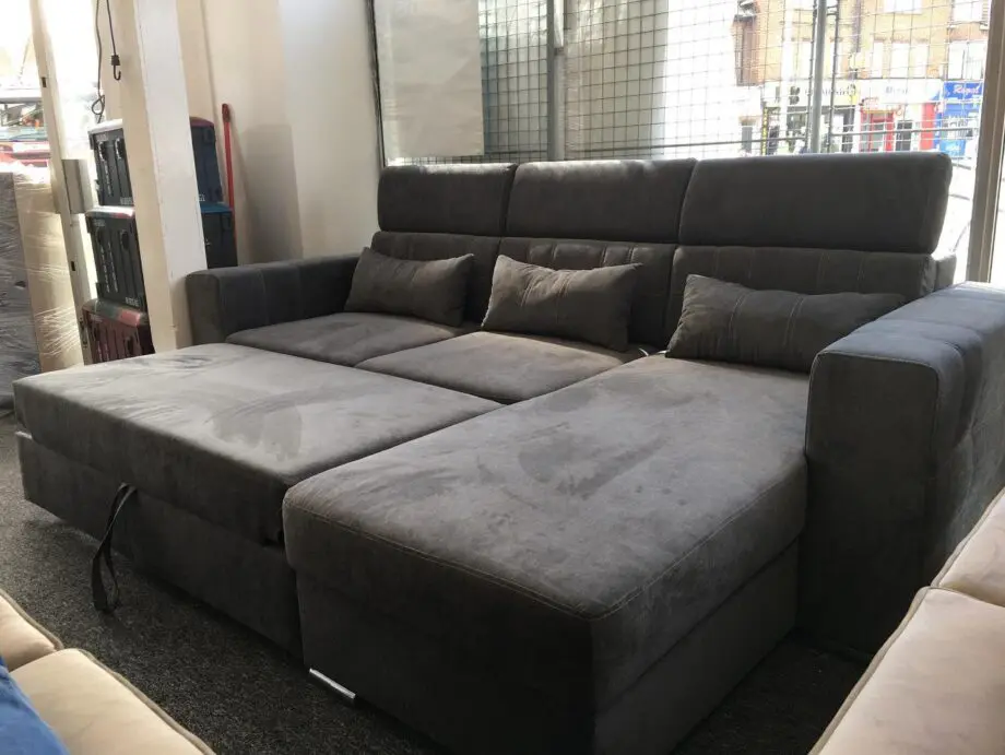 Storage Sofa Bed || Ottoman L-Shaped Corner Sofa For Sale Dark Grey Colour
