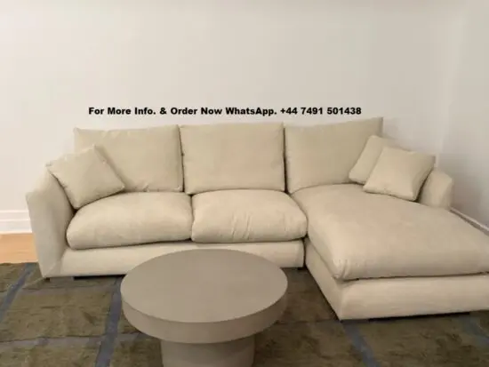 Beige L-Shaped Corner Sofa For Sale Now