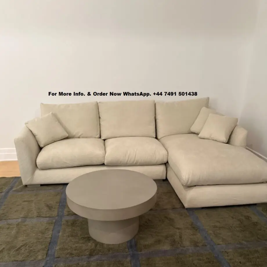 Beige L-Shaped Corner Sofa For Sale Now