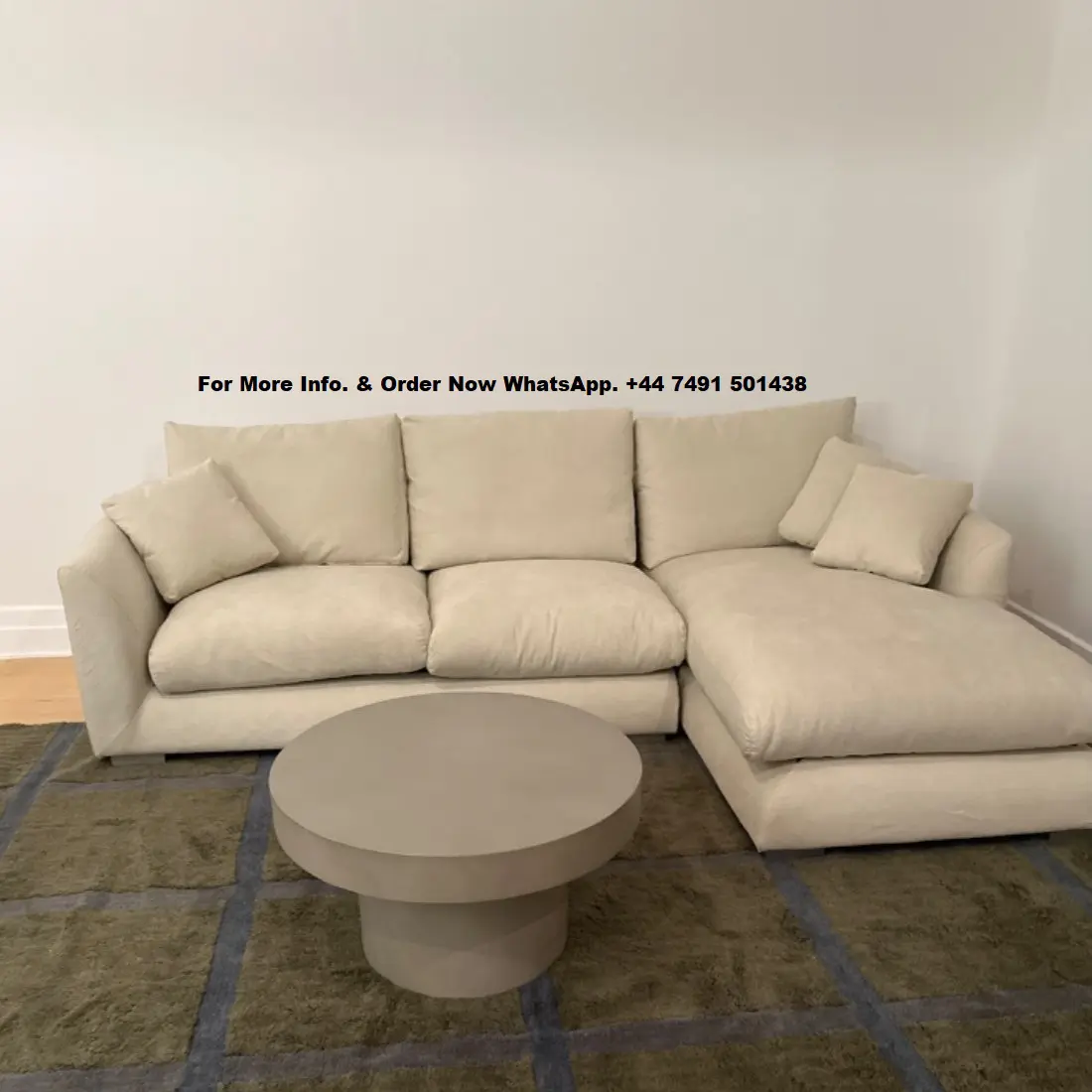 Beige L-Shaped Corner Sofa For Sale Now