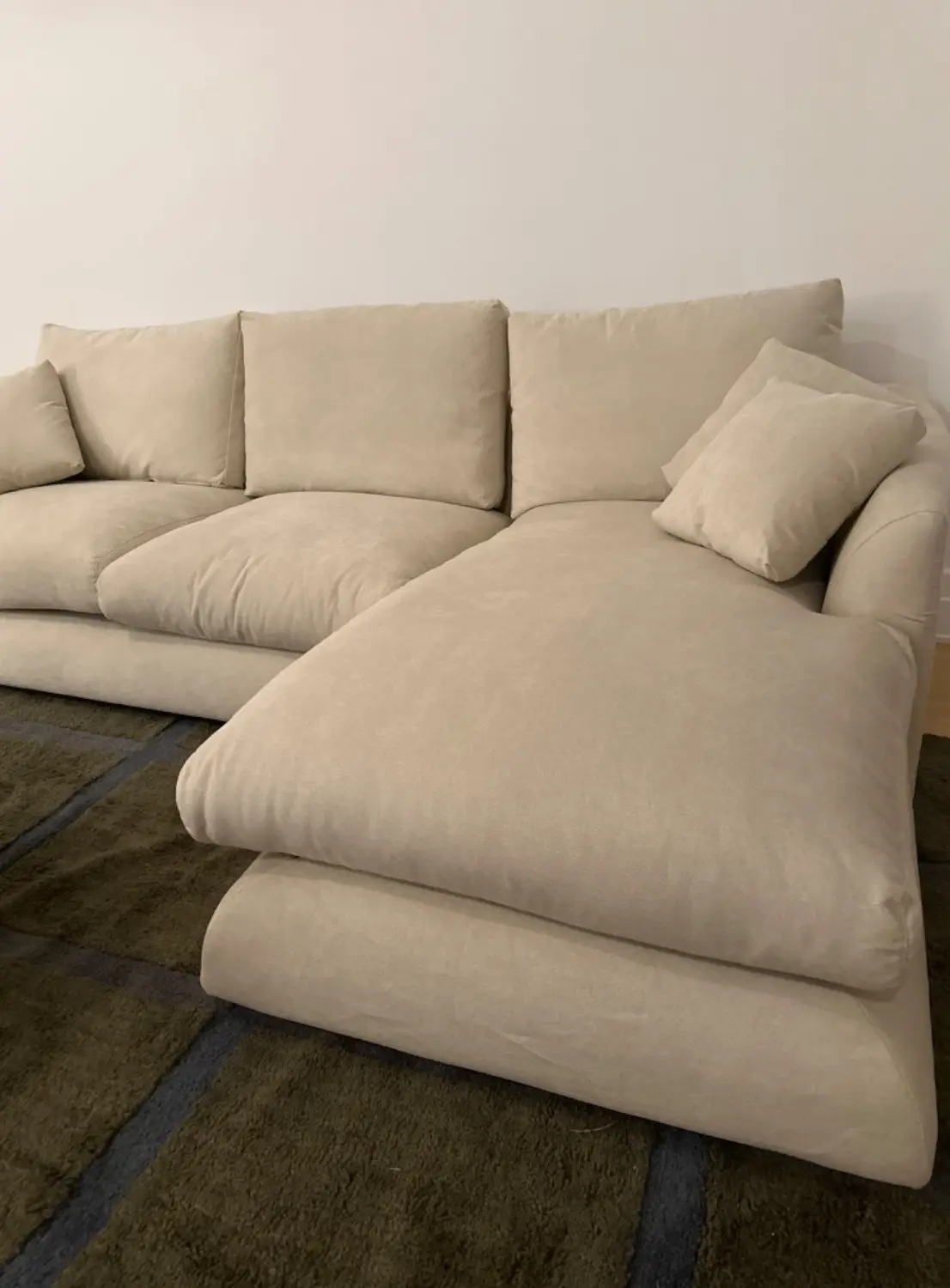 Beige L-Shaped Corner Sofa For Sale Now