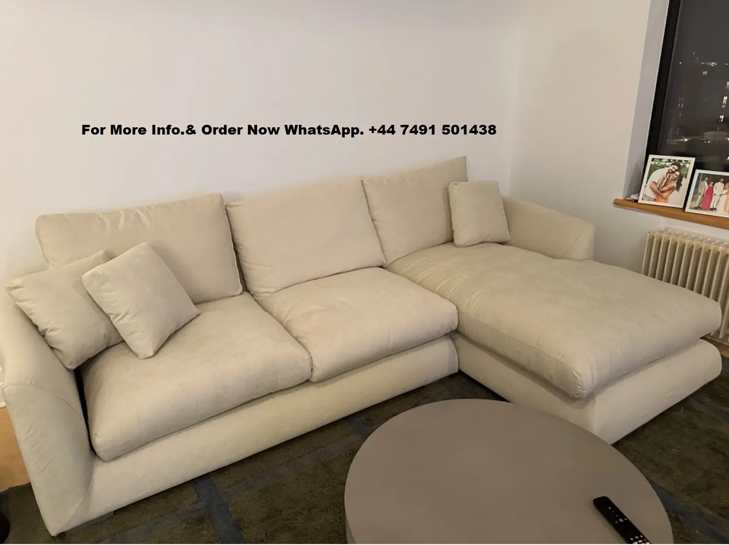Beige L-Shaped Corner Sofa For Sale Now