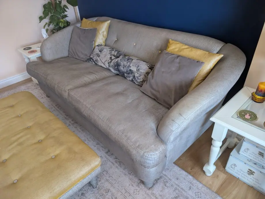 DFS 4 seater sofa, snuggler and Footstall in Grey