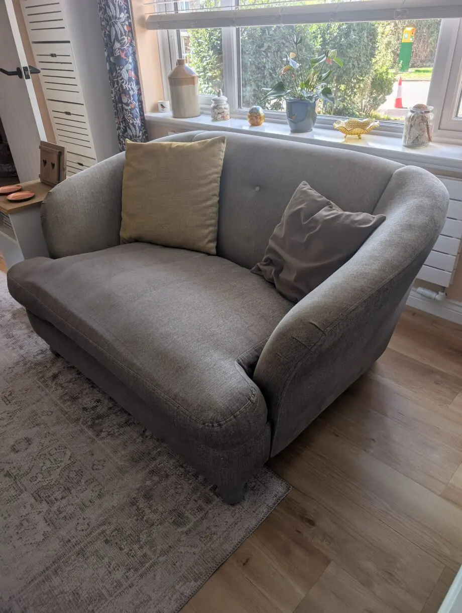 DFS 4 seater sofa, snuggler and Footstall in Grey
