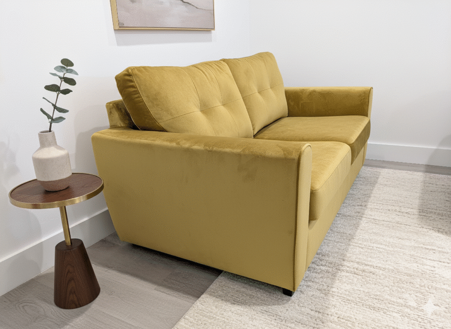 Brand new unused Kian 2 Seater Sofa Bed - Mustard Colour