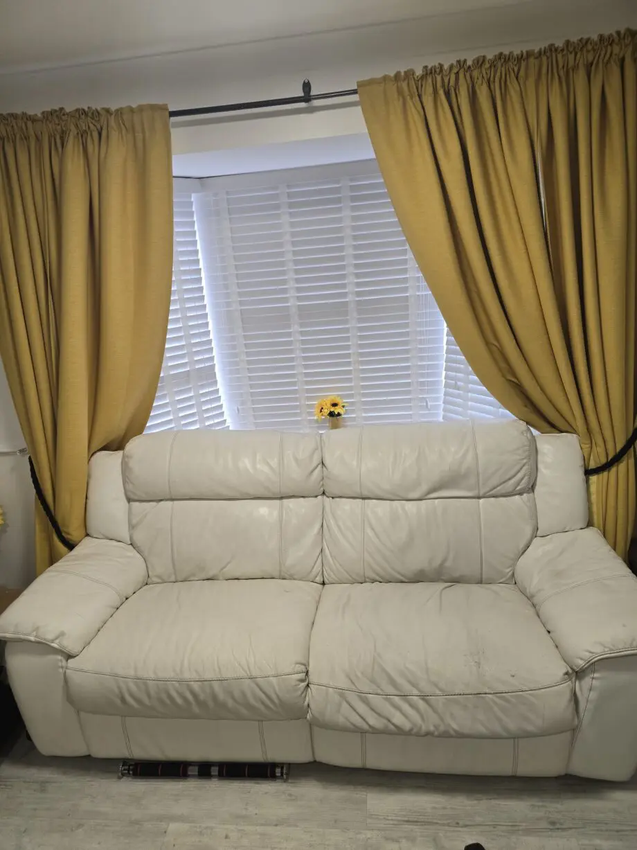 DFS 3 seater white leather sofa