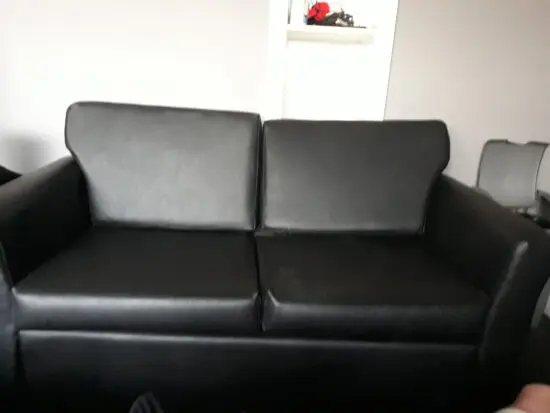 2 seater black pvc sofa