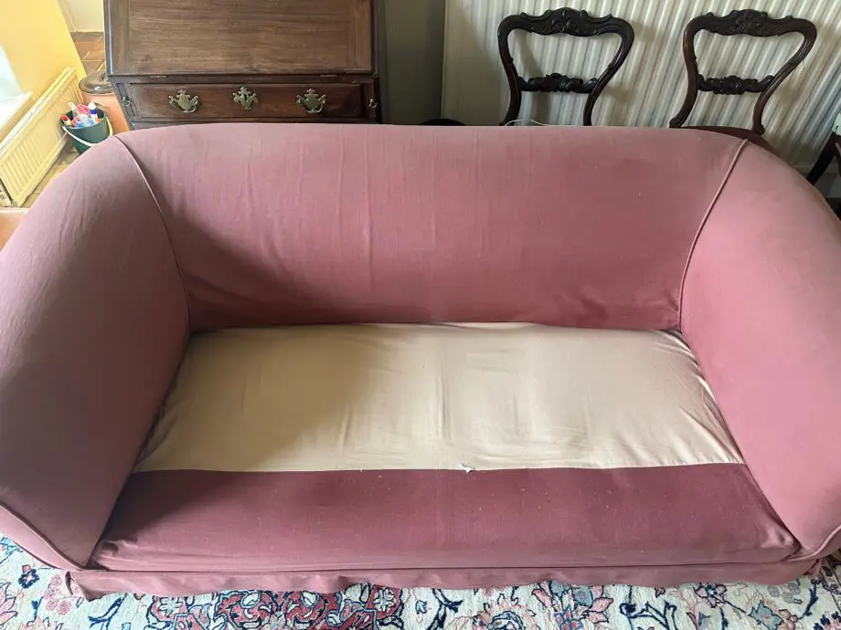 Minty. Rose. Plain backed, unfussy style. 3 seater sofa