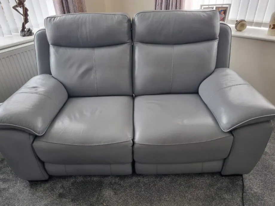 Furniture Village, Sleet Grey, Starlight Express, 2 seater sofa genuine leather electric reclining
