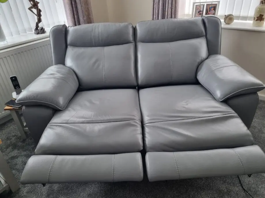 Furniture Village, Sleet Grey, Starlight Express, 2 seater sofa genuine leather electric reclining