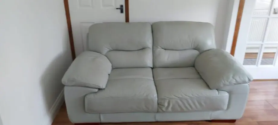 2 x DFS Dazzle Silver Grey 2 Seater Sofas c/w Dazzle Storage Pouffe
