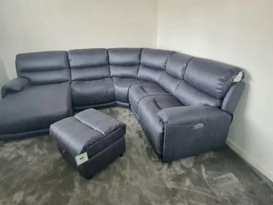 Furniture Village Link Power Corner Chaise Power Sofa plus Footstool