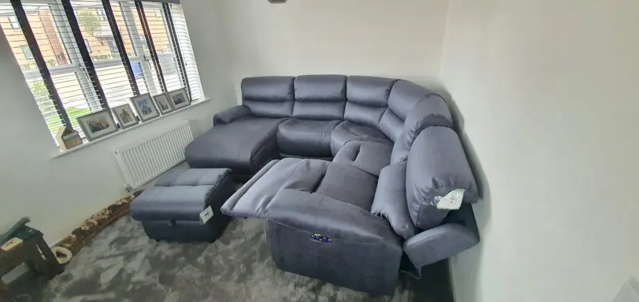 Furniture Village Link Power Corner Chaise Power Sofa plus Footstool