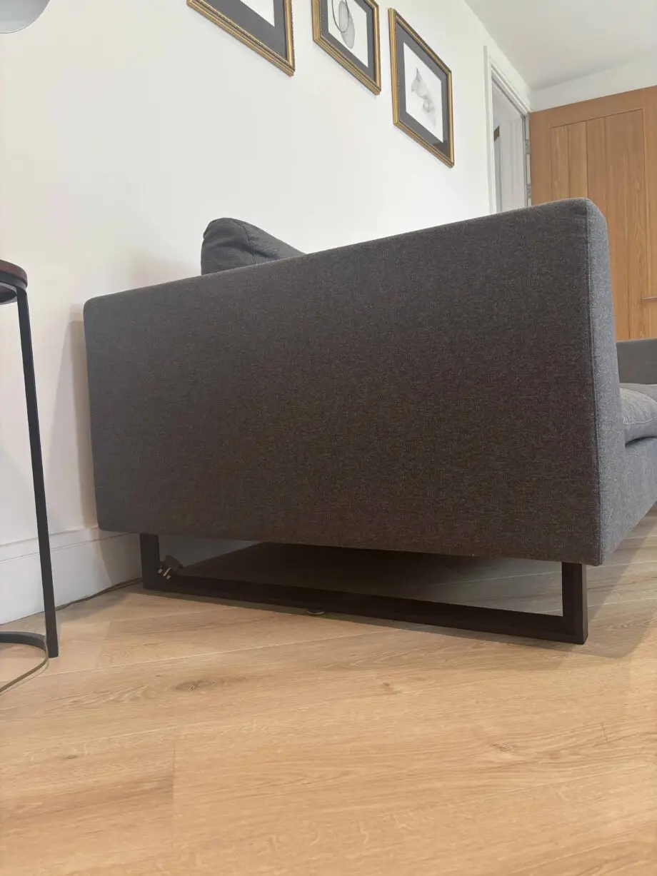 Charcoal grey 3 seater sofa with leg rest - foam seat padding - & matching chair