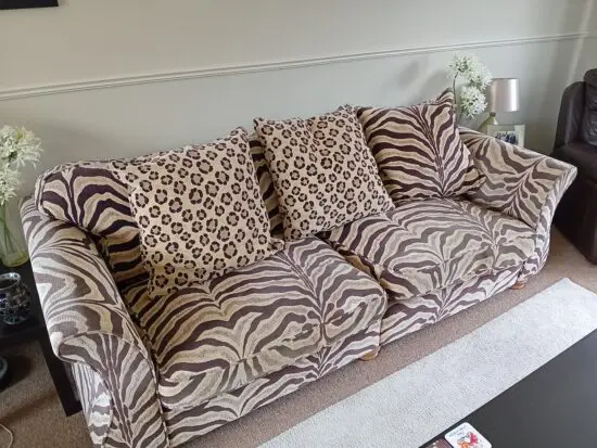 Michael Tyler Furniture - 3 Seater Beige Zebra pattern sofa