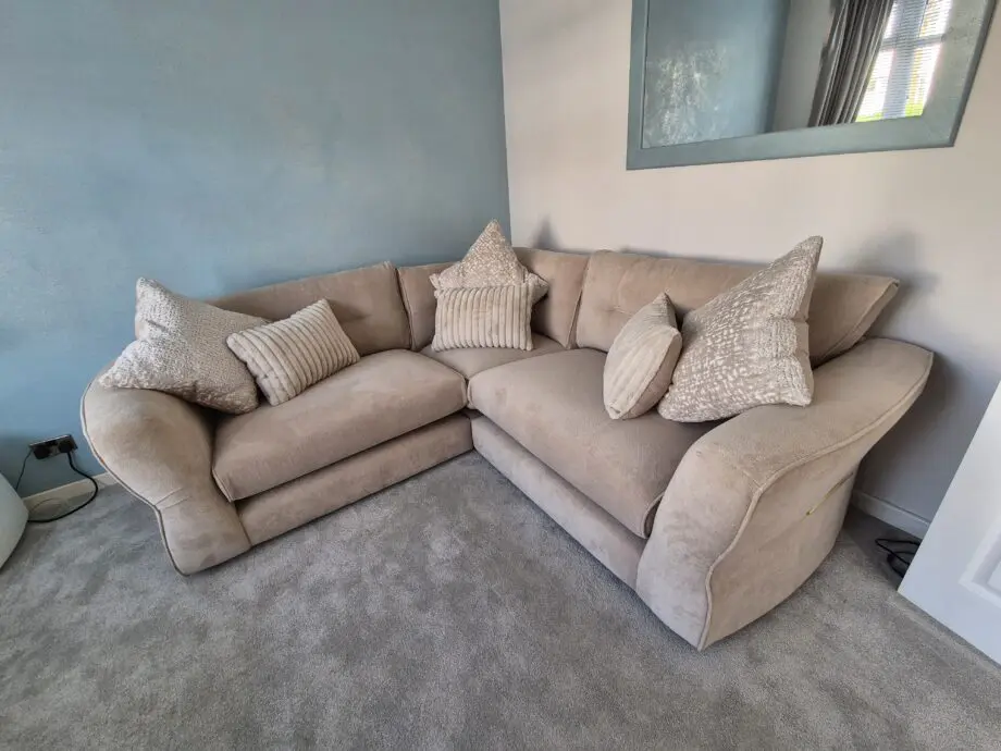 Sofology Reign 3 + 3 Luxe Sherpa French Beige Natural Mix Sectional Corner Sofa