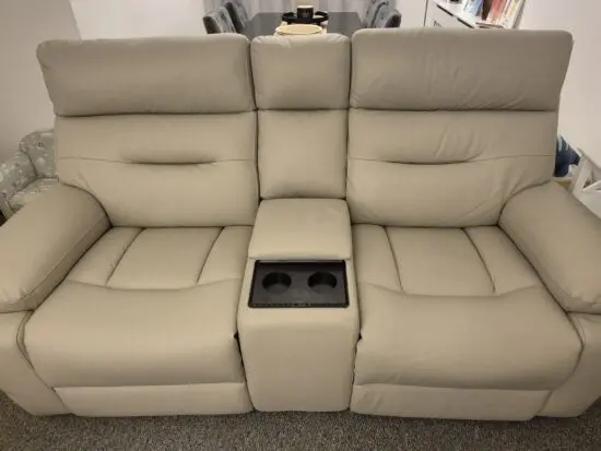 Cream leather cinema sofa