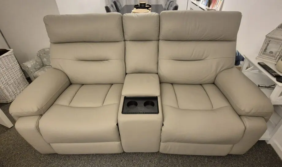 Cream leather cinema sofa
