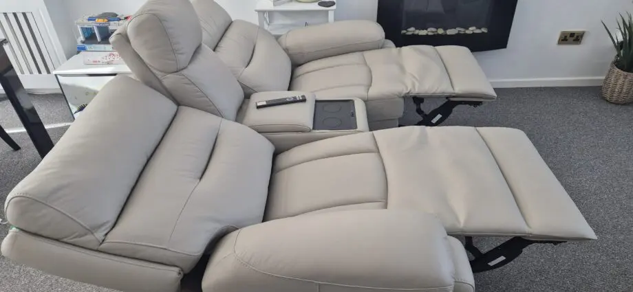 Cream leather cinema sofa