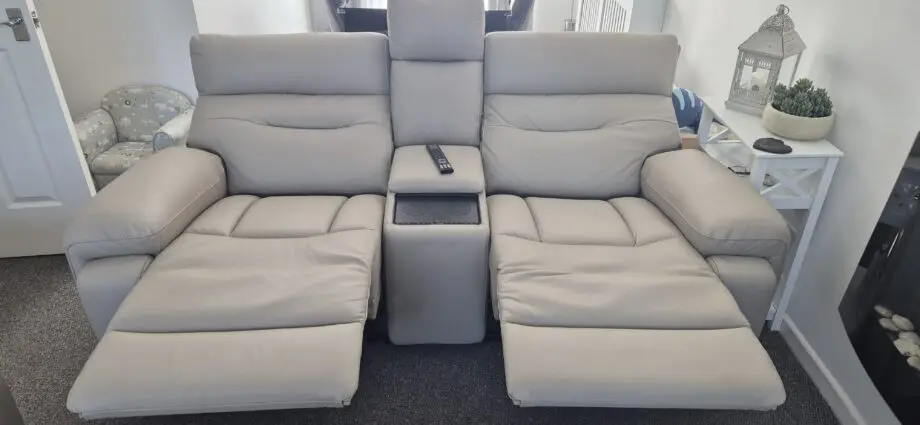 Cream leather cinema sofa