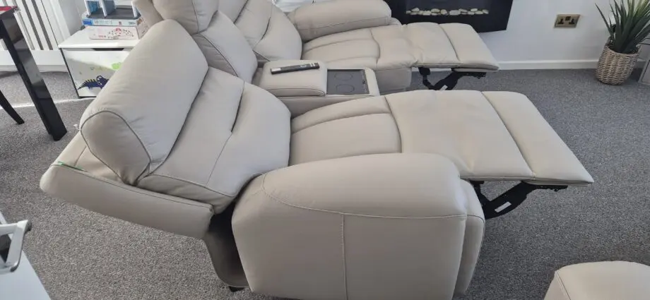Cream leather cinema sofa