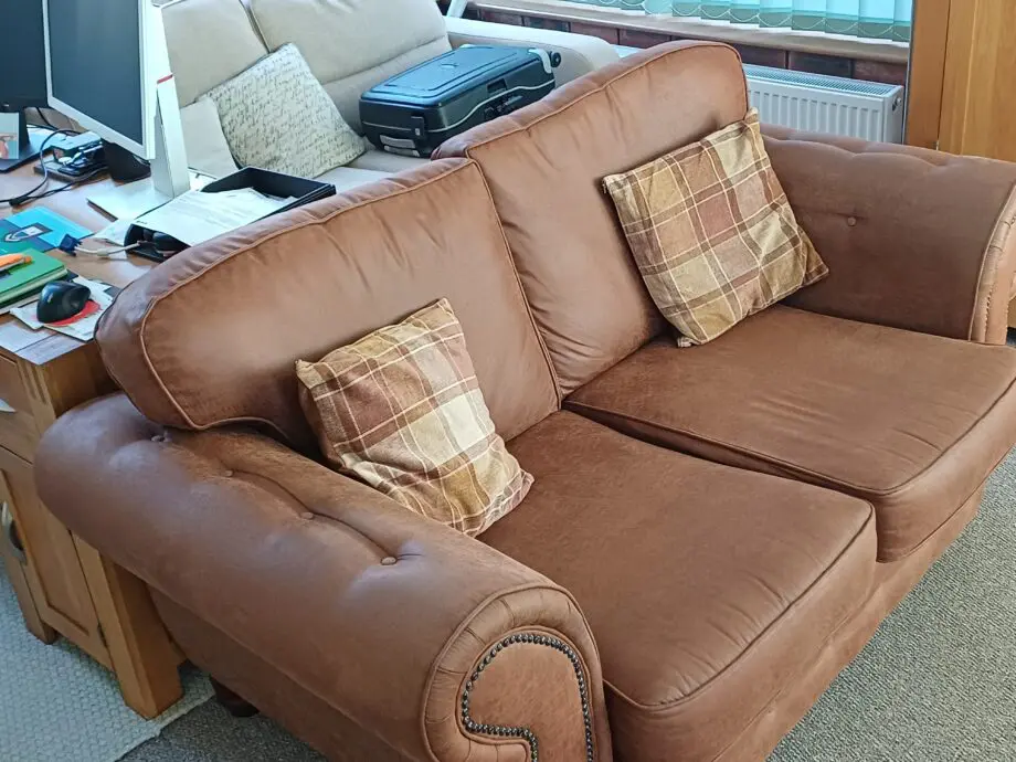 Two SCS brown 2 seater sofa's