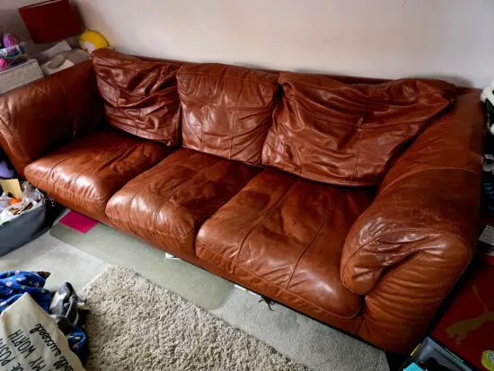 Tan leather sofa