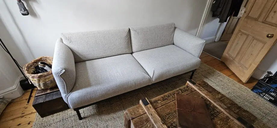 IKEA ÄPPLARYD 2-seat sofa, Lejde light grey with custom light grey high quality chenille cover.