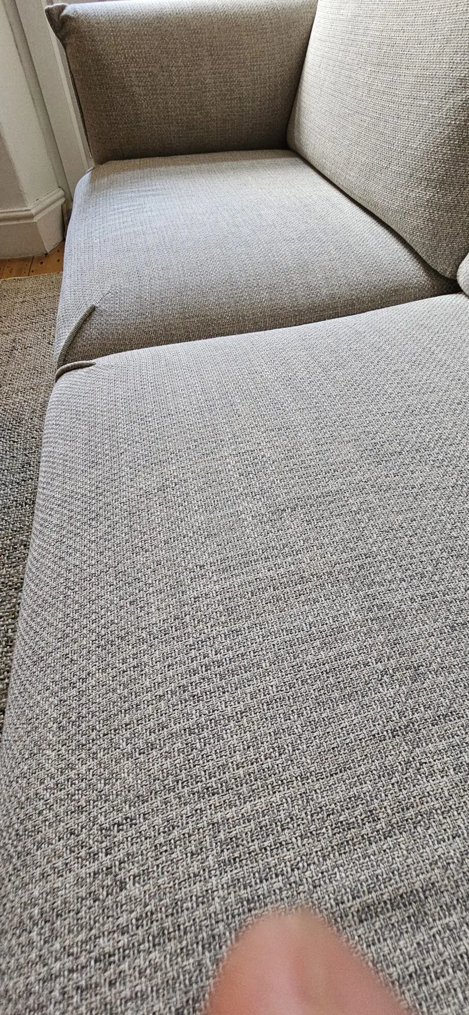 IKEA ÄPPLARYD 2-seat sofa, Lejde light grey with custom light grey high quality chenille cover.