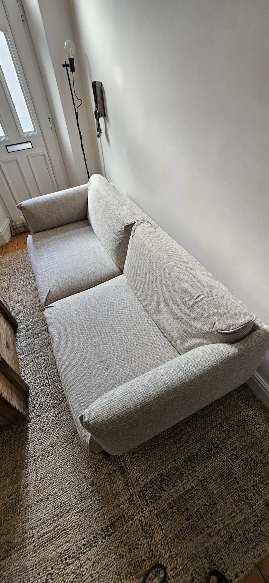 IKEA ÄPPLARYD 2-seat sofa, Lejde light grey with custom light grey high quality chenille cover.