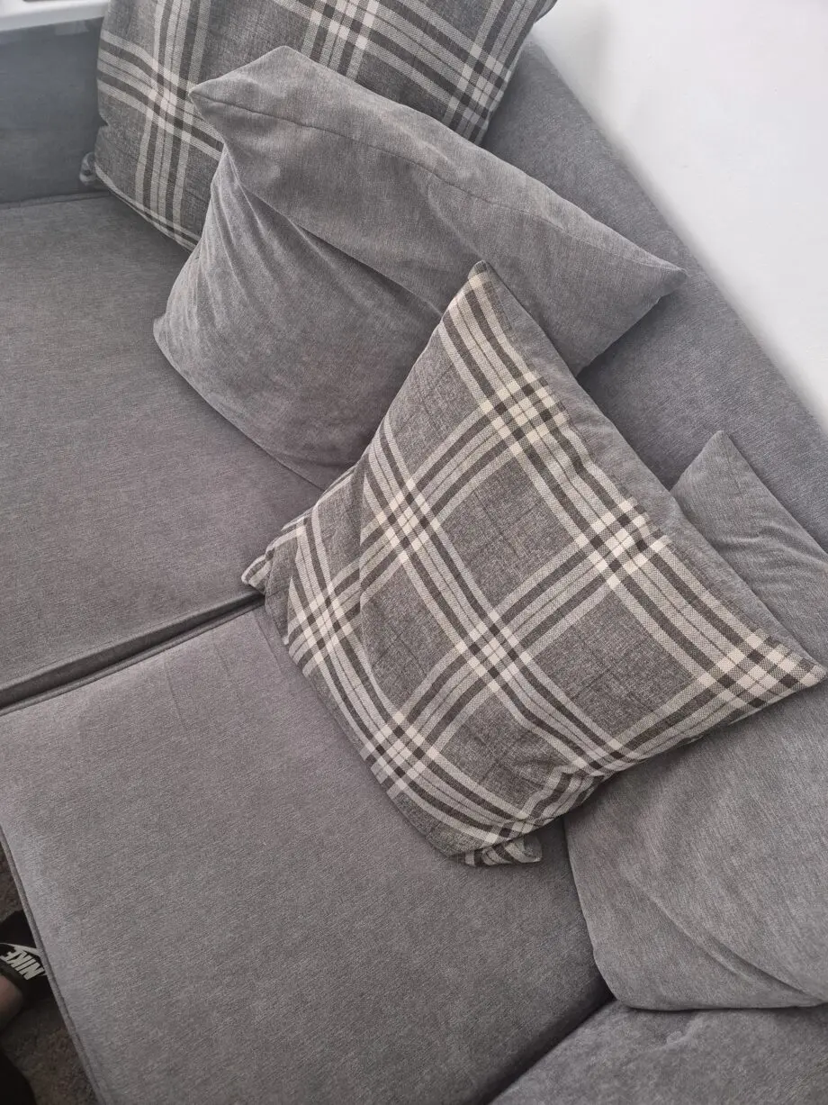 3 seater sofa, cuddle armchair and storage footstool