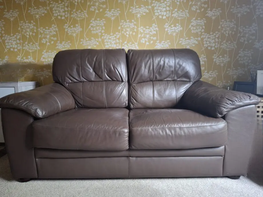 Tesco brown leather 3 seater and 2 seater sofa set