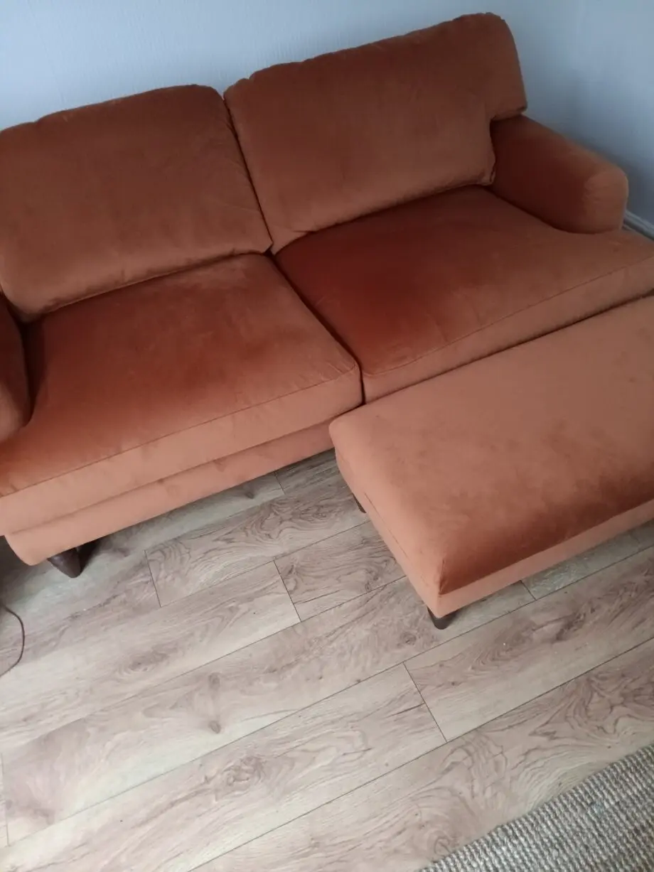 Dfs livie velvet sofa and footstool