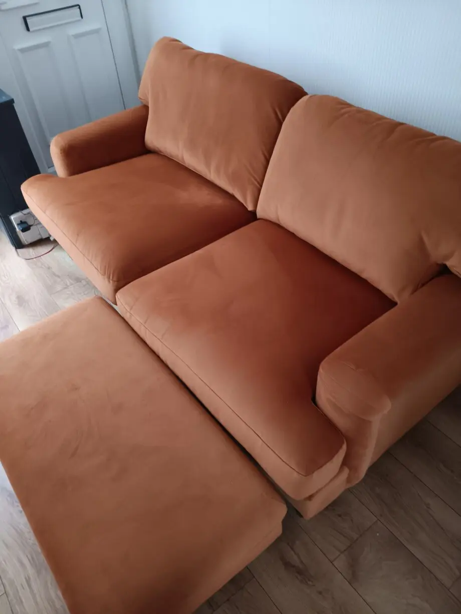 Dfs livie velvet sofa and footstool