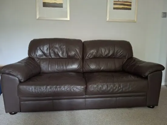Tesco brown leather 3 seater and 2 seater sofa set