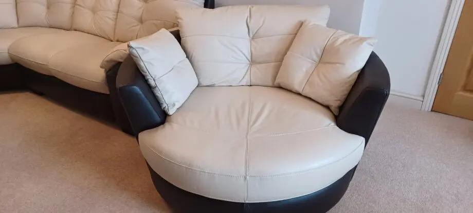 DFS cream and dark brown leather